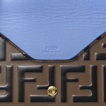 Fendi Vitello Cruise F is Fendi Bi-Color FF 1974 Embossed Medium Flat Envelope Pouch Maya Black Nebula 7 of 8