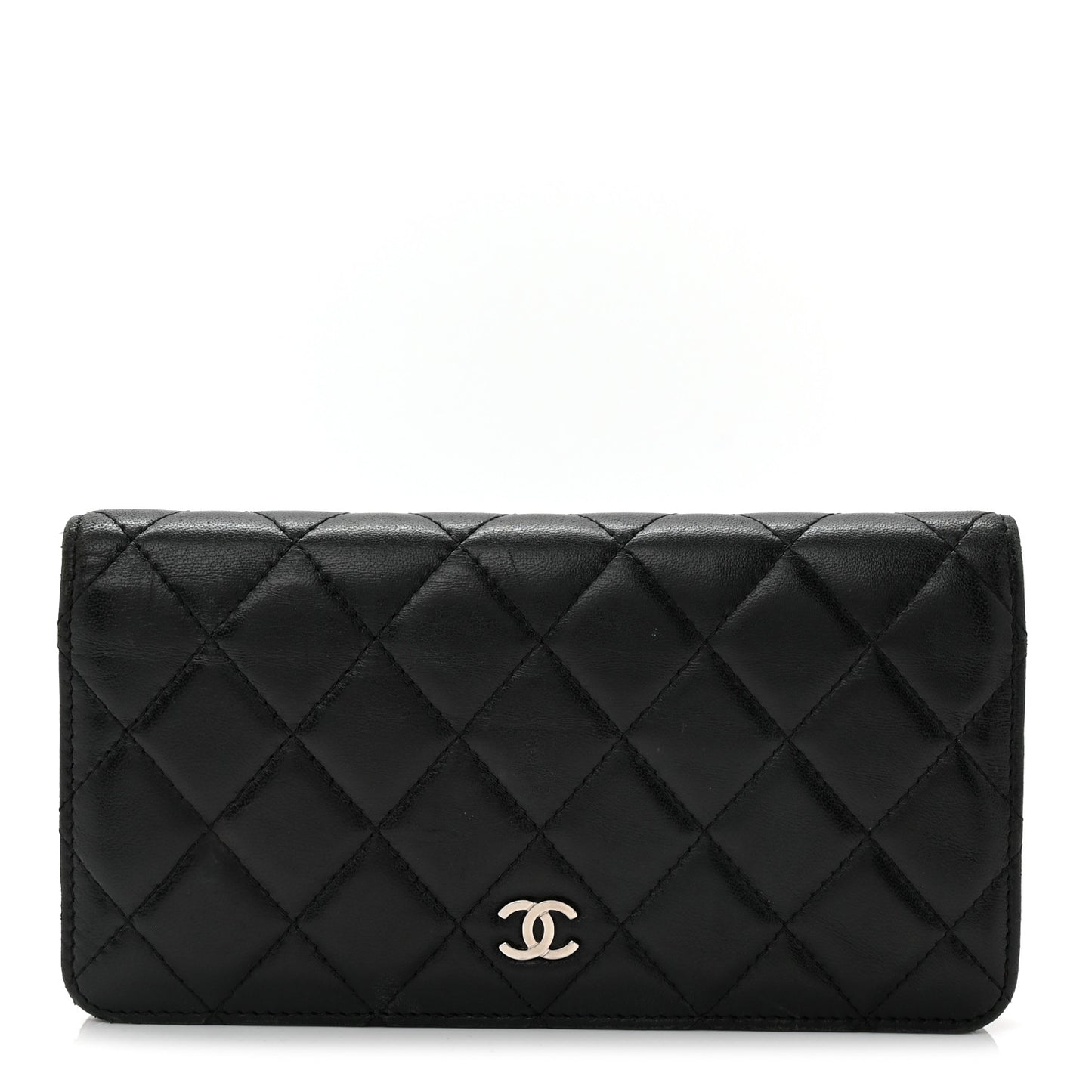 Lambskin Quilted Yen Wallet Black