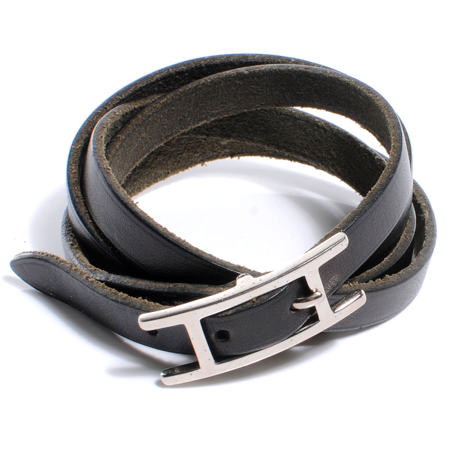 Hermes Chamonix Hapi Triple Tour Wrap Bracelet Black 1 of 6