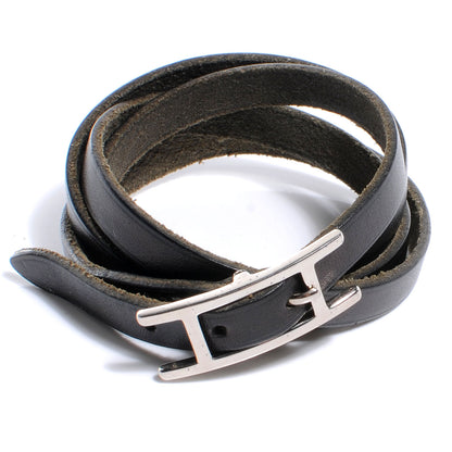 Hermes Chamonix Hapi Triple Tour Wrap Bracelet Black 1 of 6