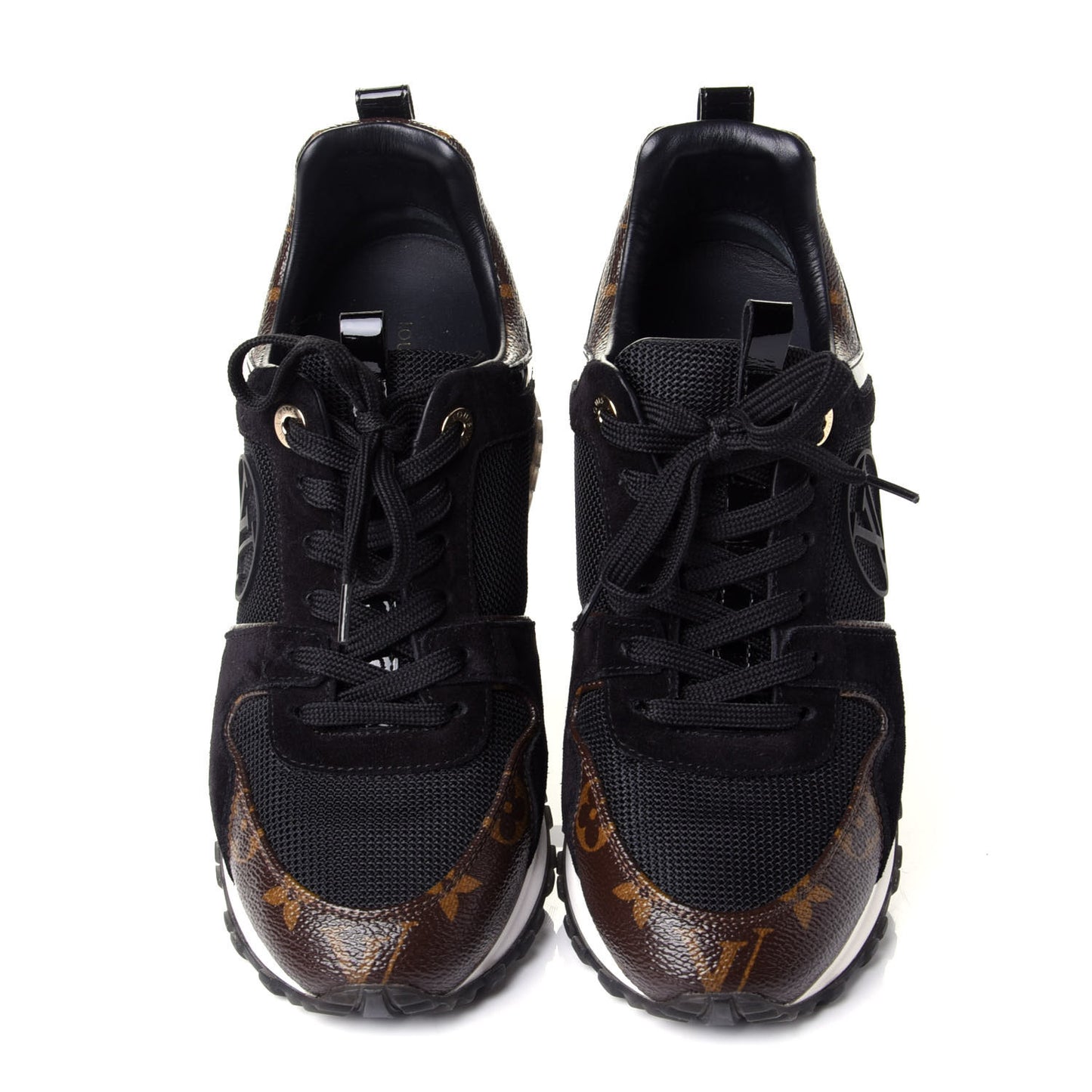 Suede Monogram Run Away Sneakers 37 Black