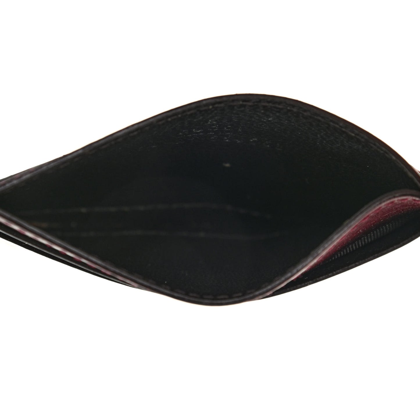 Calfskin Heartbeat Print Card Holder New Wine