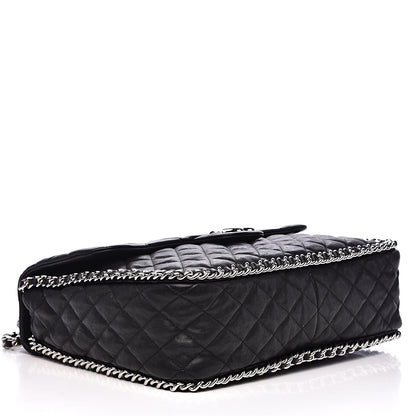 Chanel Washed Lambskin Quilted Maxi Chain Around Flap Black 4 of 14