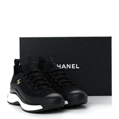 Chanel Velvet Calfskin Mixed Fibers CC Sneakers 38 Black 9 of 9