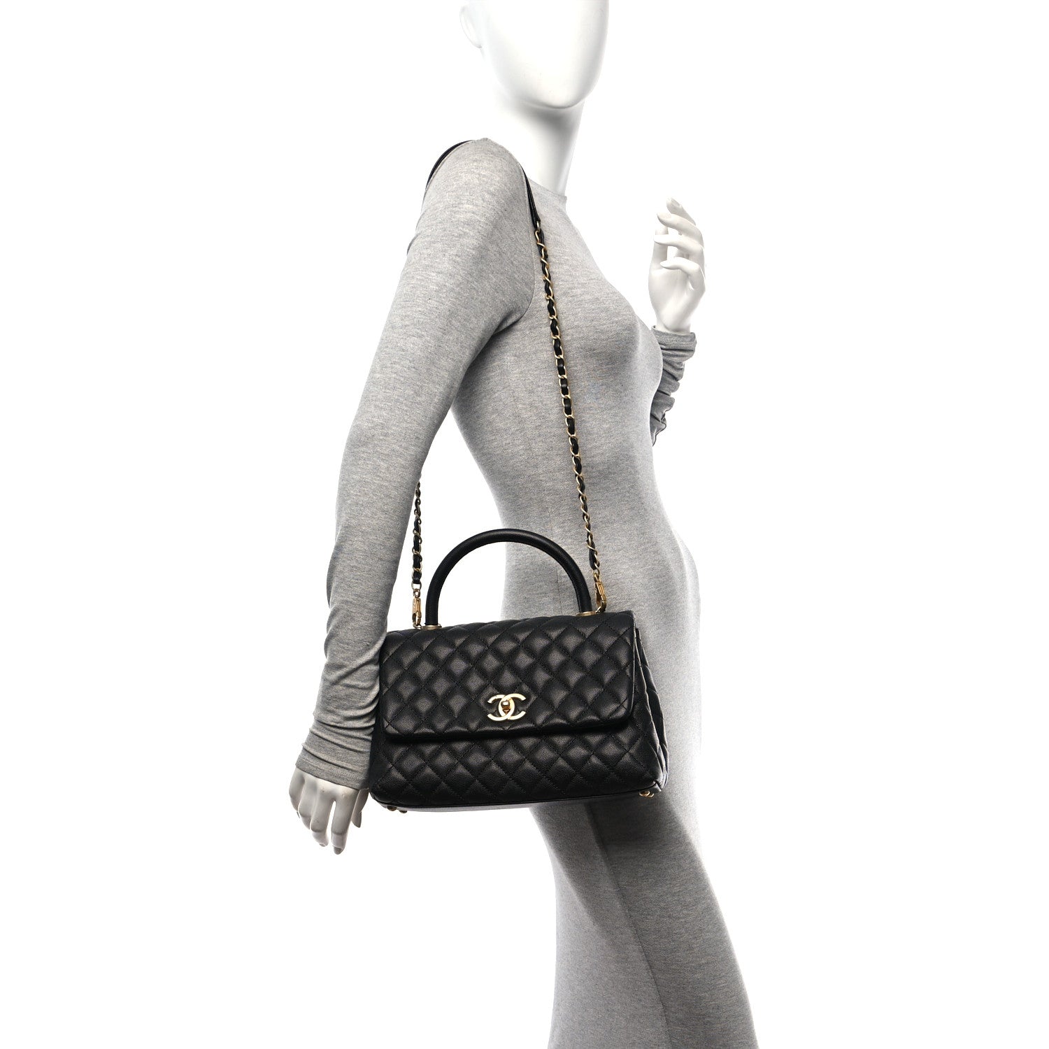 Chanel Caviar Quilted Small Coco Handle Flap Black 2 of 10