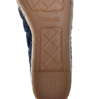 Chanel Denim Toile Embossed CC Espadrilles 40 Blue Black 6 of 8