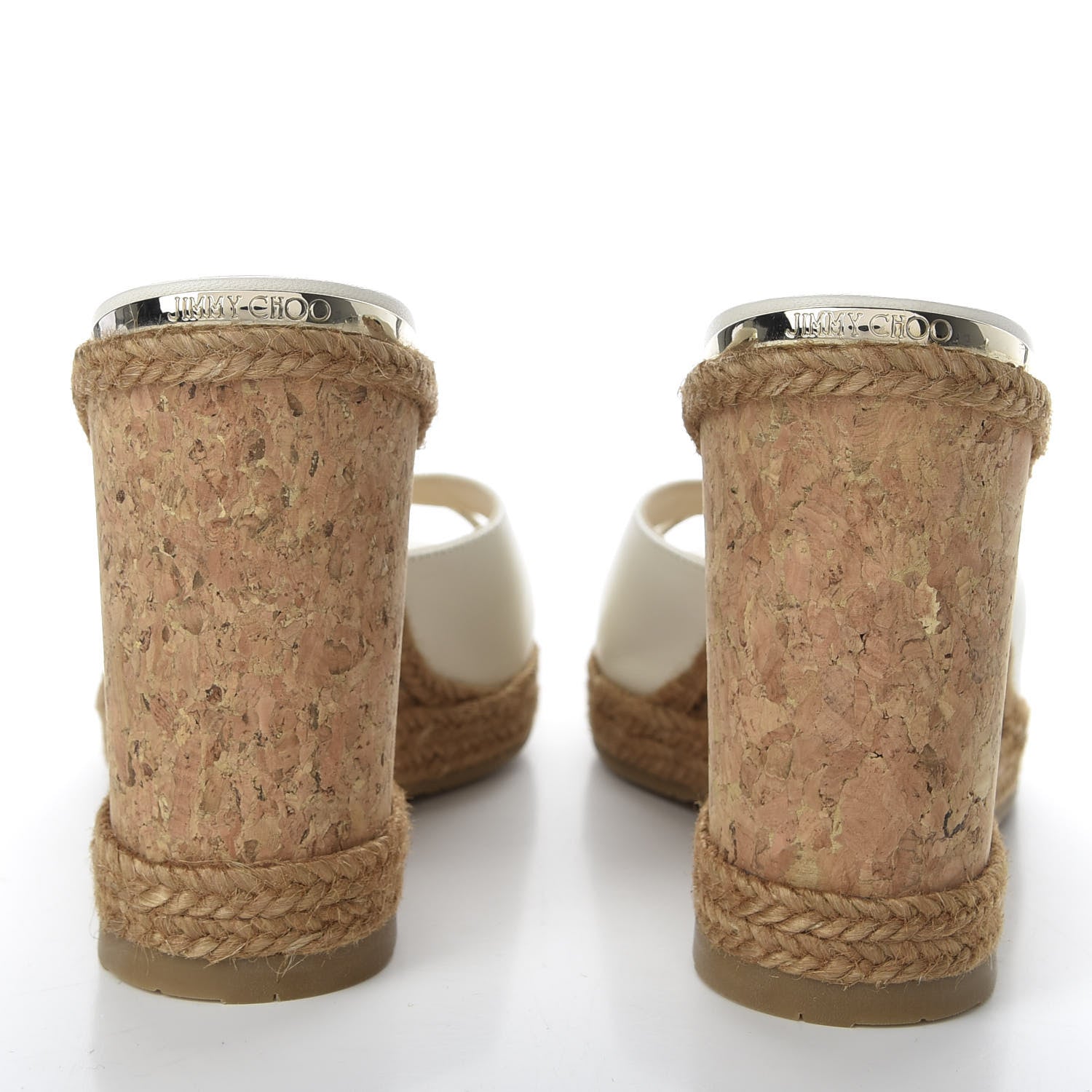Jimmy Choo Nappa Almen Rope Cork Wedge Sandal 38 Chalk 6 of 8