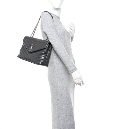 Saint Laurent Calfskin Y Quilted Monogram Medium Loulou Chain Satchel Storm 2 of 9