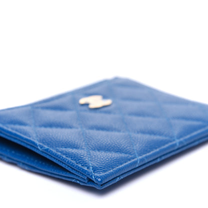 Chanel Caviar Quilted CC Zip Card Holder Blue 5 of 10
