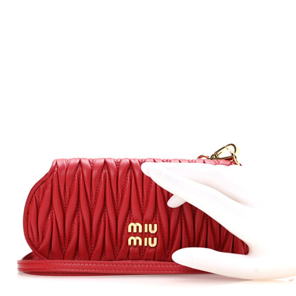 Miu Miu Nappa Matelasse Clutch With Strap Red 2 of 9