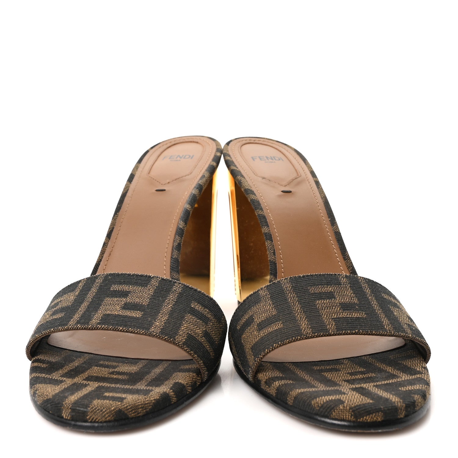 Fendi Fabric Jacquard FF Delfina Sandals 41 Tobacco Moro 4 of 13