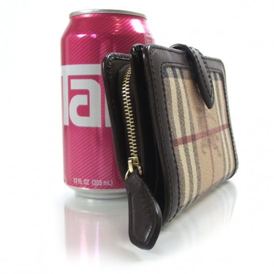 Haymarket Check Compact Zip Wallet Chocolate