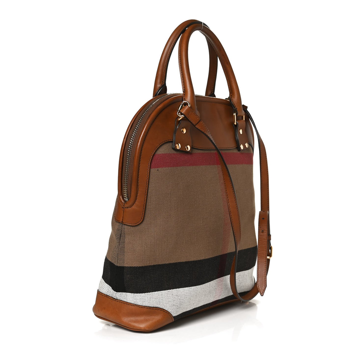 Canvas Mega Check Calfskin Medium Bloomsbury Saddle Brown