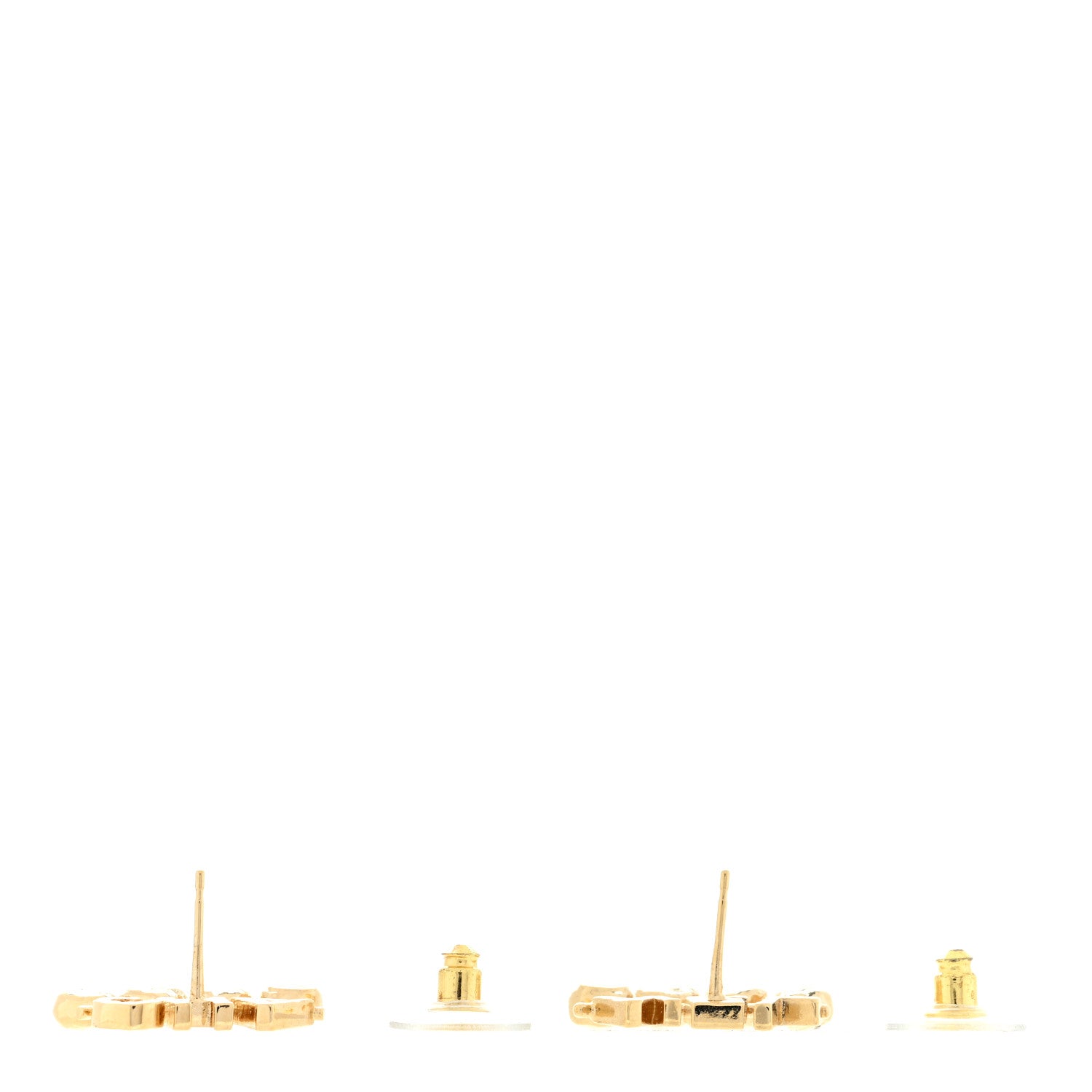 Chanel Crystal Heart Cha-Nel Logo Earrings Gold 3 of 4