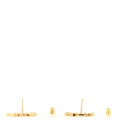 Chanel Crystal Heart Cha-Nel Logo Earrings Gold 3 of 4