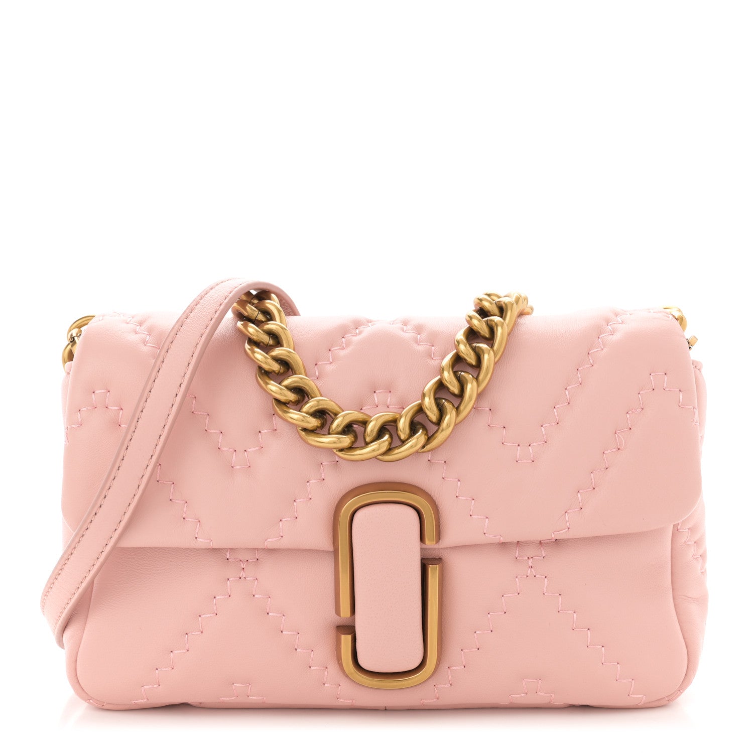 Marc Jacobs Lambskin Quilted Medium J Marc Shoulder Bag Rose 1 of 11