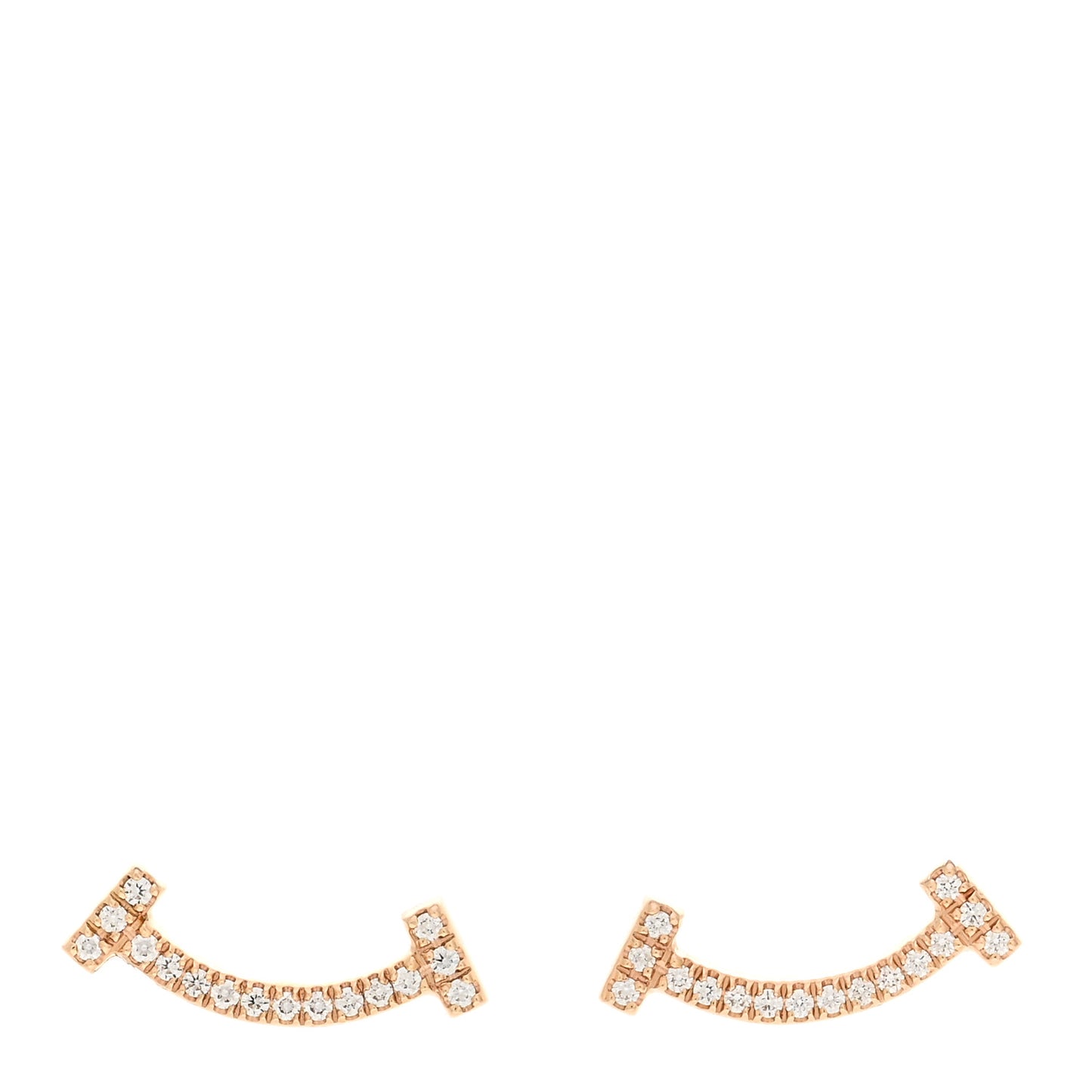 18K Rose Gold Diamond T Smile Earrings