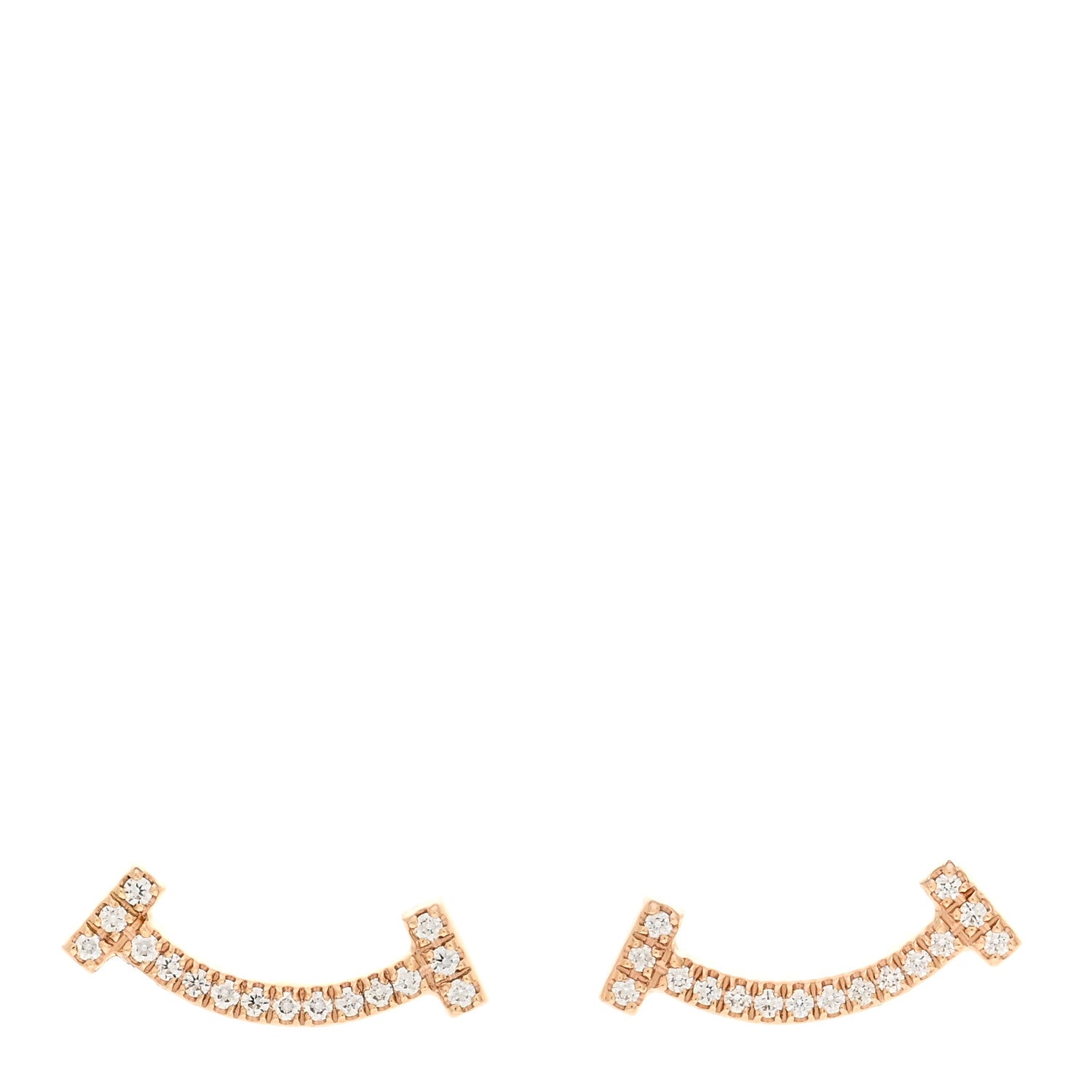 Tiffany 18K Rose Gold Diamond T Smile Earrings 1 of 5