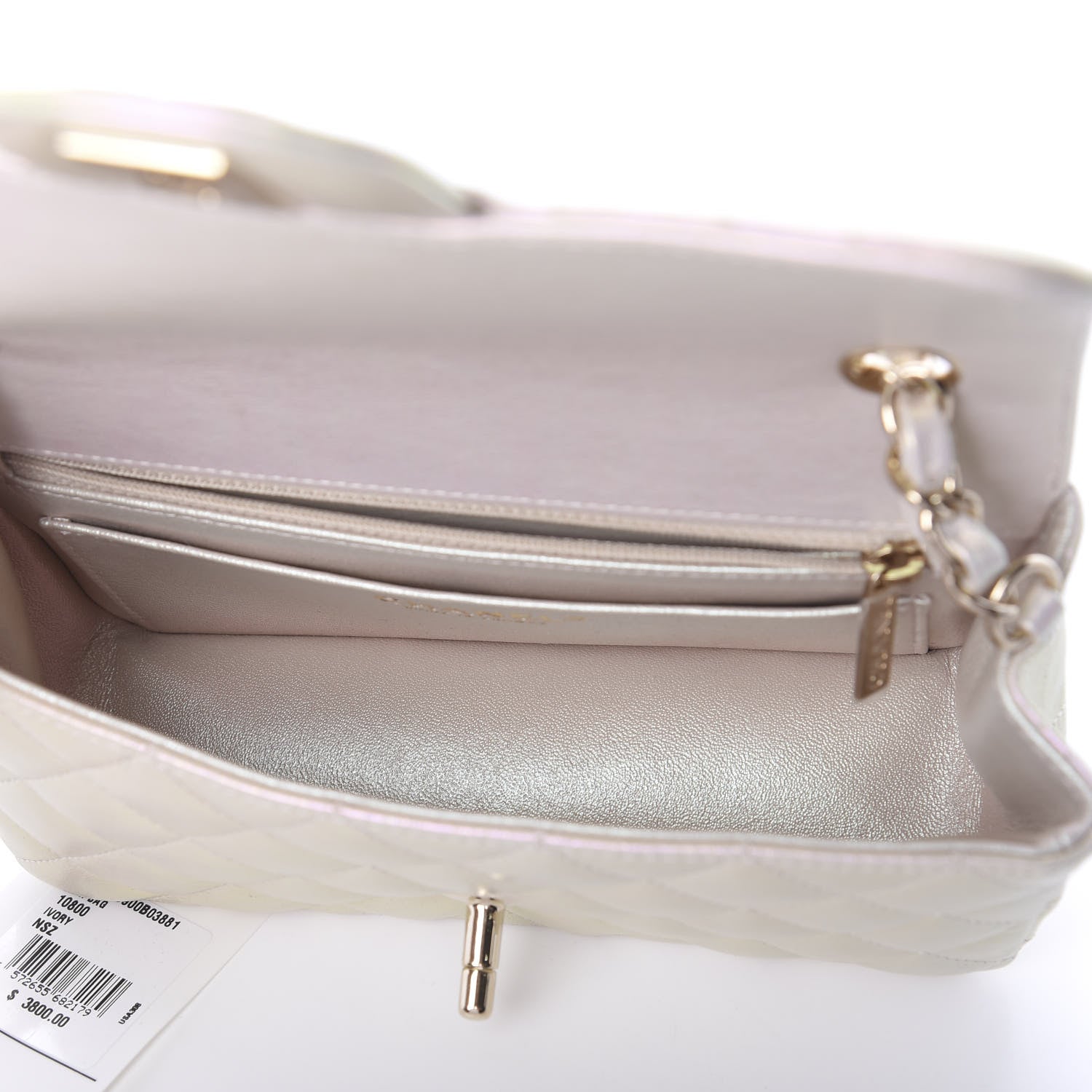 Chanel Iridescent Lambskin Quilted Mini Rectangular Flap Ivory 5 of 8