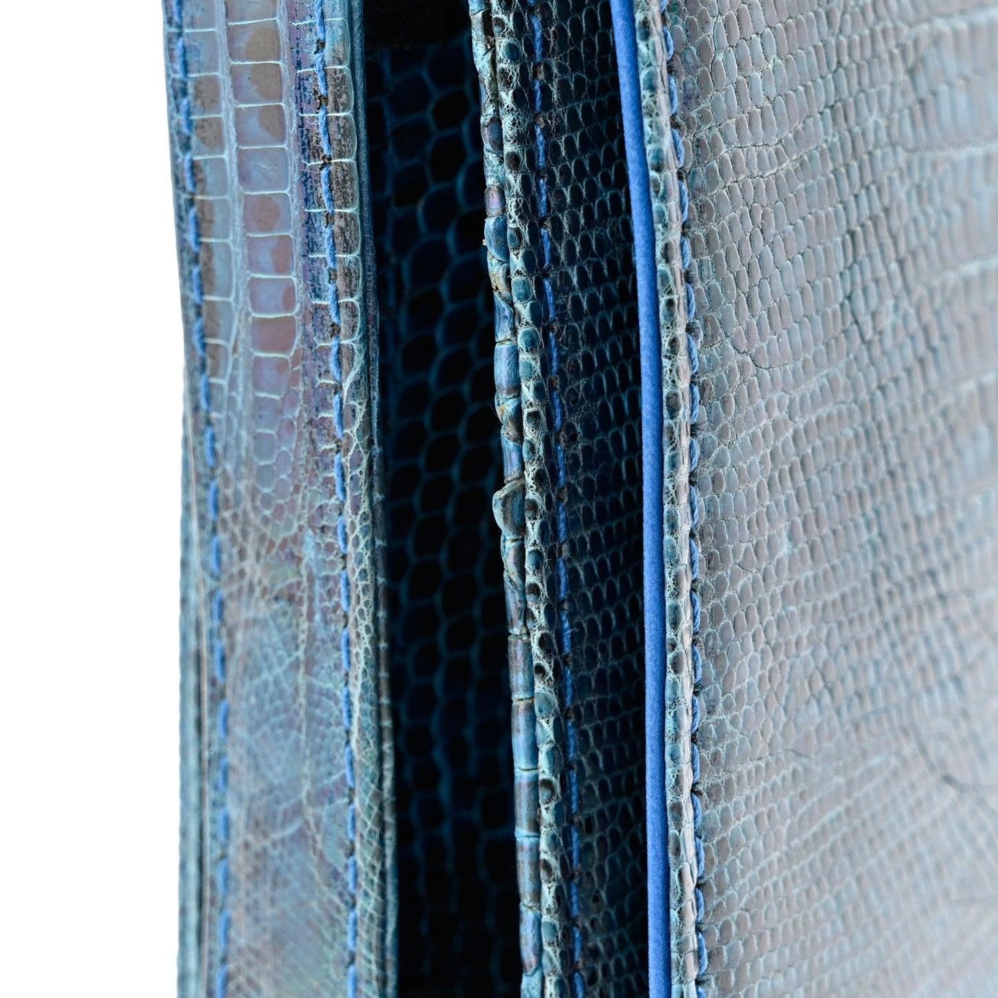 Iridescent Lizard Shoulder Bag Blue