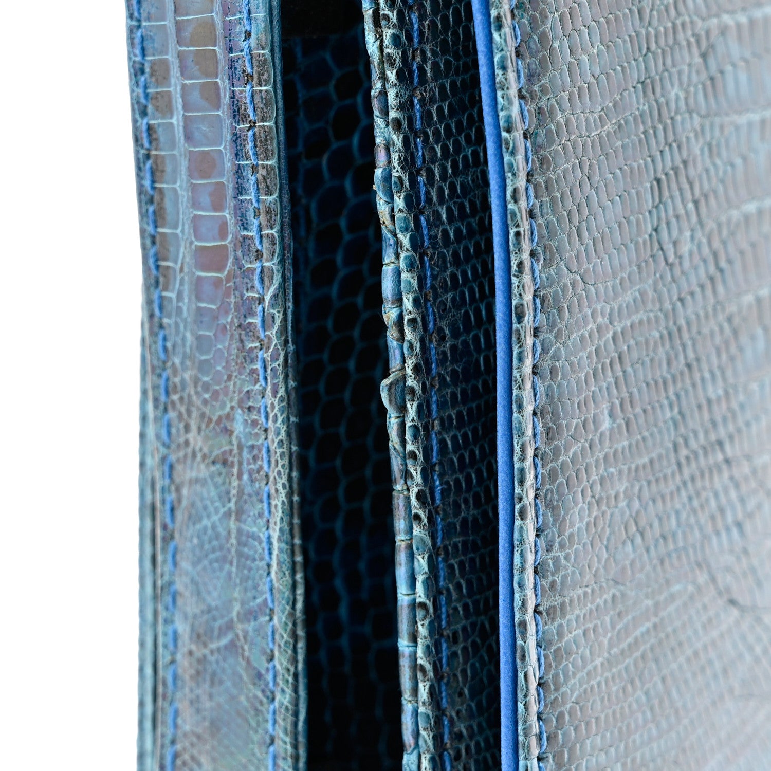 Fendi Iridescent Lizard Shoulder Bag Blue 10 of 11