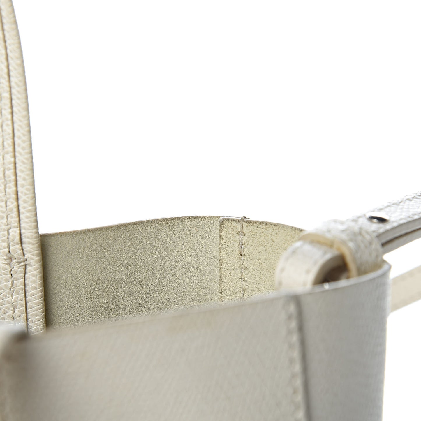 Grained Calfskin Small Vertical Bi-Cabas Cream Black