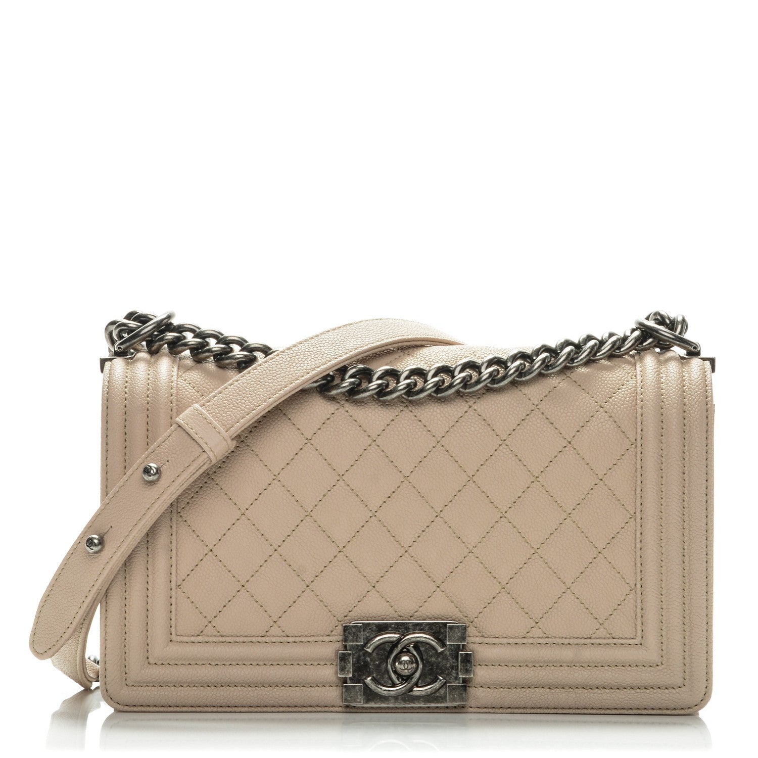 Chanel Caviar Quilted Medium Boy Flap Light Beige 1 of 6