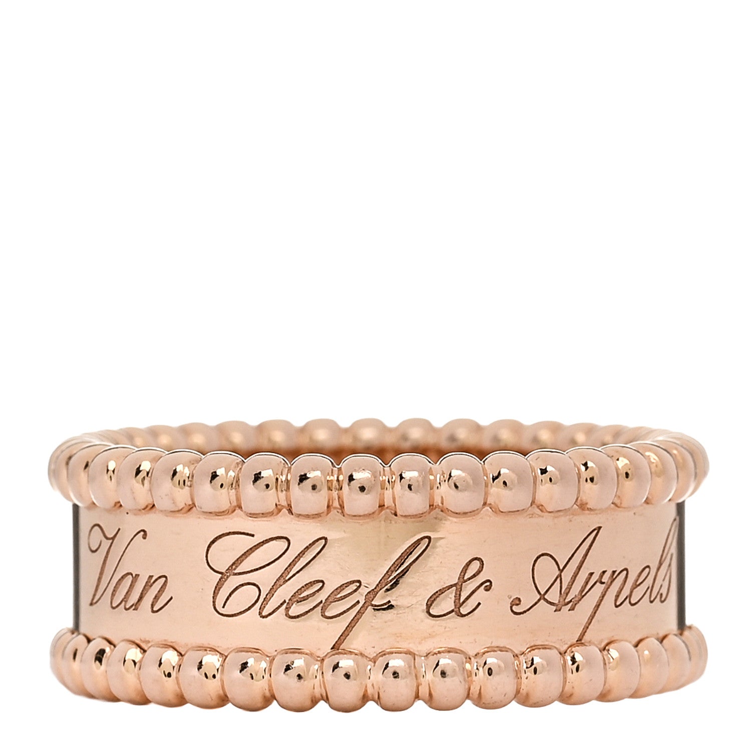 Van Cleef & Arpels 18K Rose Gold Perlee Signature Ring 53 6.5 1 of 6