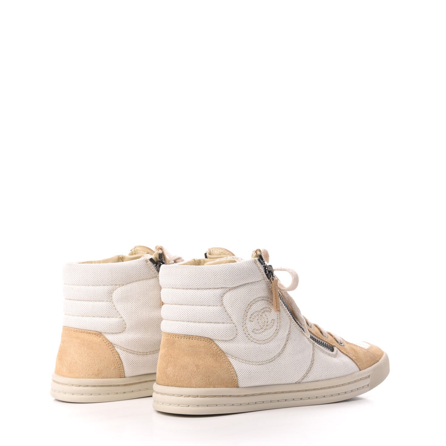 Toile Suede CC High Top Sneakers 38.5 Beige White
