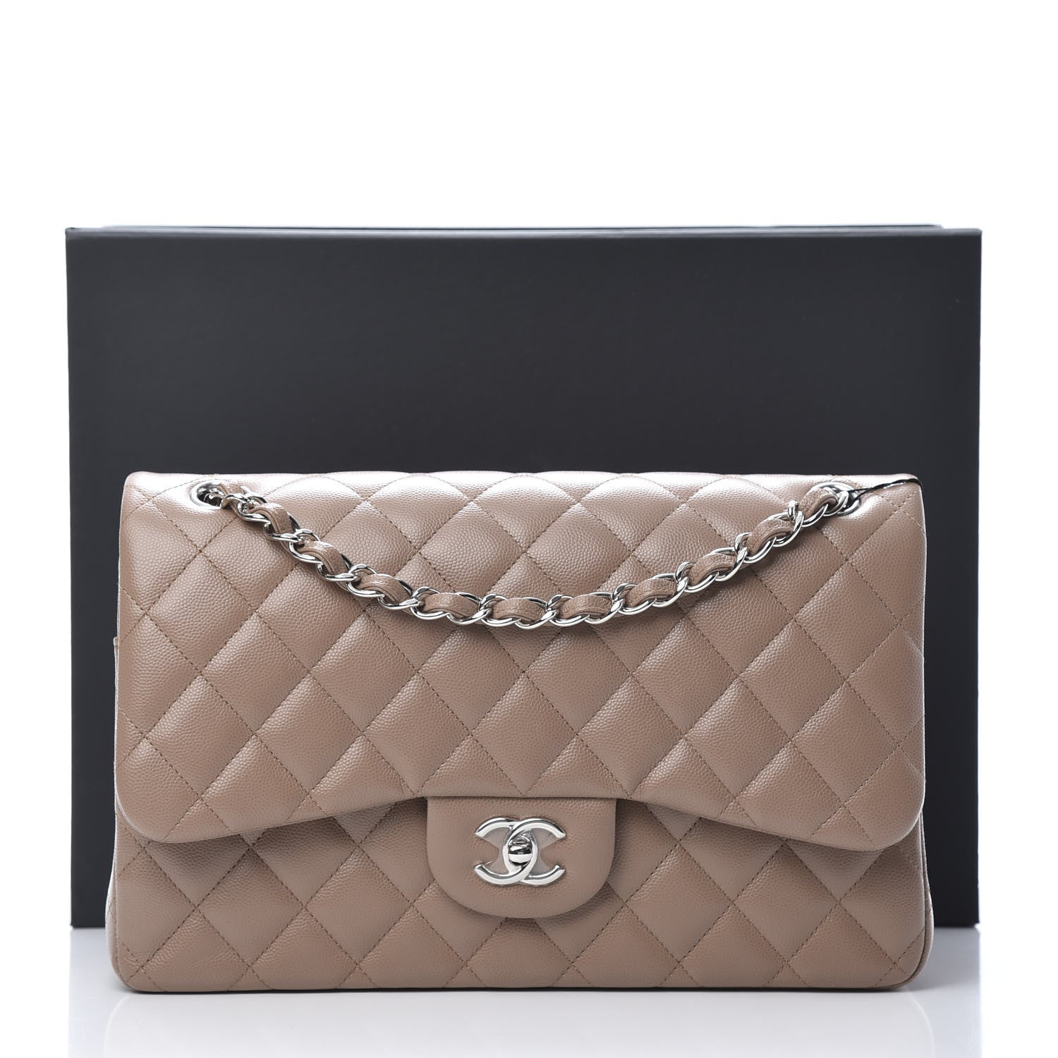 Chanel Caviar Quilted Jumbo Double Flap Dark Beige 11 of 11