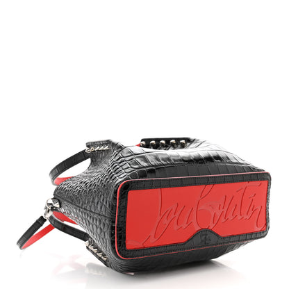 Christian Louboutin Patent Embossed Spiked Mini Cabarock Shopper Tote Black 4 of 9