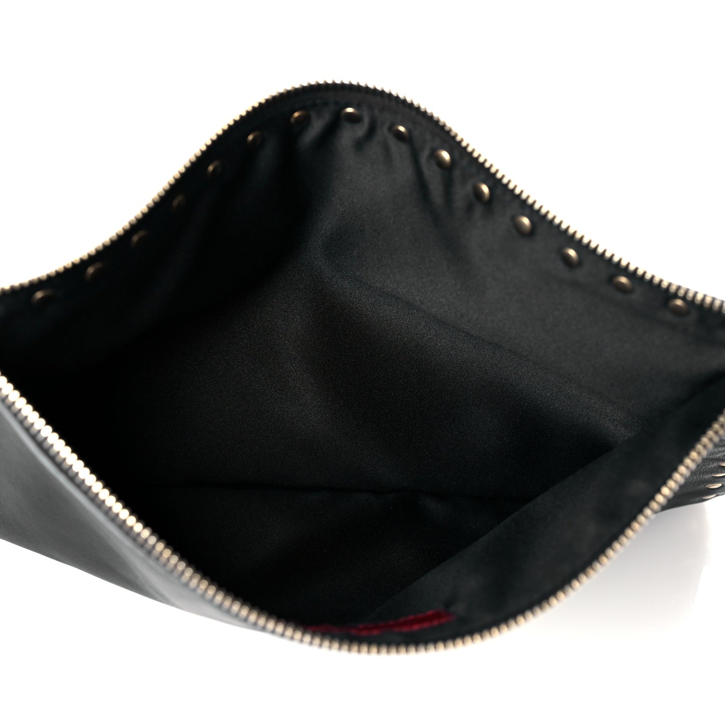 Vitello Large Rockstud Zip Pouch Black