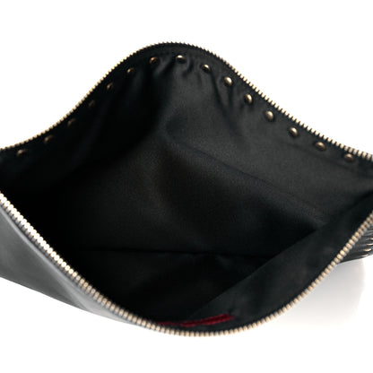 Valentino Garavani Vitello Large Rockstud Zip Pouch Black 5 of 10