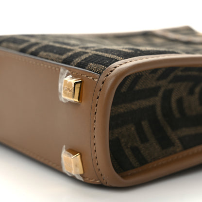 Fendi Fabric Jacquard Vitello King Plexiglass FF 1974 Mini Fendi Sunshine Shopper Tote Tobacco Moro Sand 10 of 10