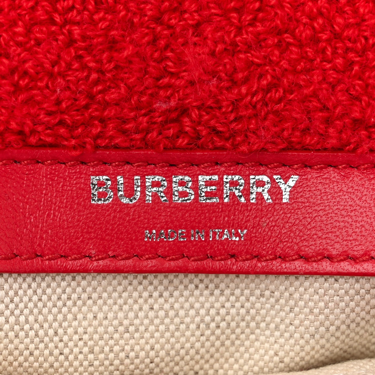 Burberry Cotton Terry Cloth Small Love Lola Bag Red White 6 of 11