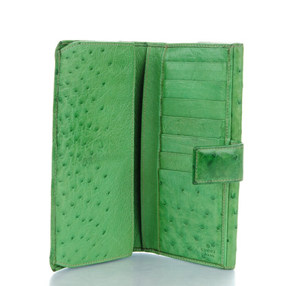 Gucci Ostrich Metal Bar Continental Wallet Green 5 of 7