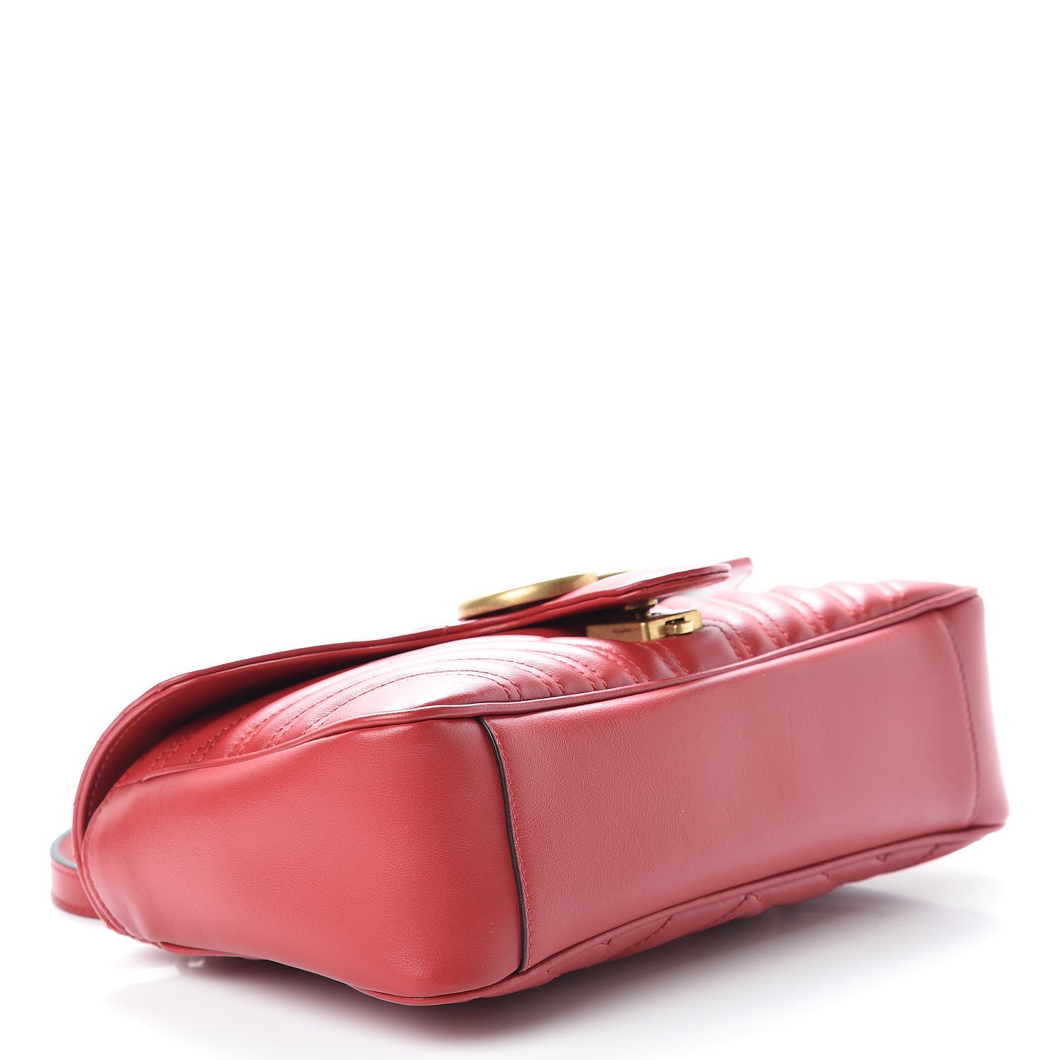 Gucci Calfskin Matelasse Small GG Marmont Shoulder Bag Hibiscus Red 4 of 11