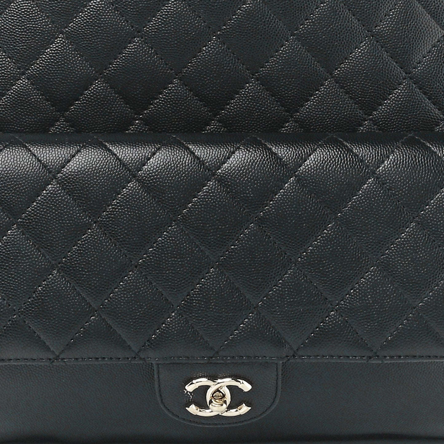 Caviar Quilted Pocket Large Tote Black
