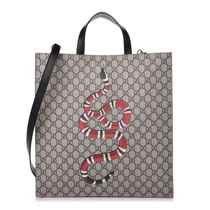 Gucci Soft GG Supreme Monogram Kingsnake Vertical Tote Black 1 of 10