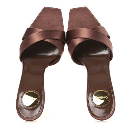 Saint Laurent Crepe Satin Crystal Opyum Mules Manioc 36 Manoic Brown 2 of 11