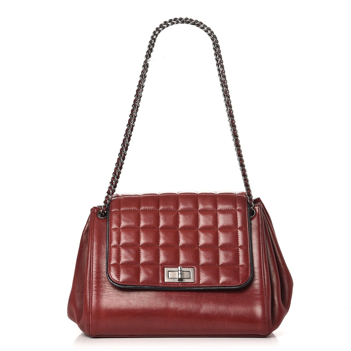Lambskin Chocolate Bar Accordion Mademoiselle Flap Red