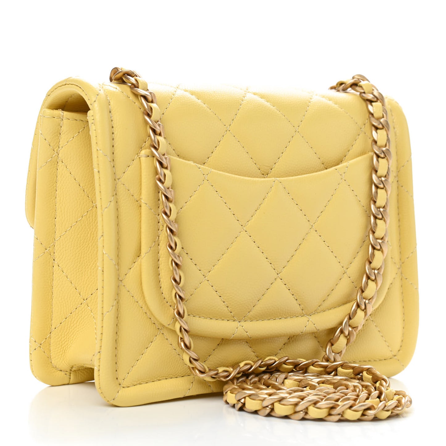Caviar Quilted Mini Sweet Classic Flap Yellow