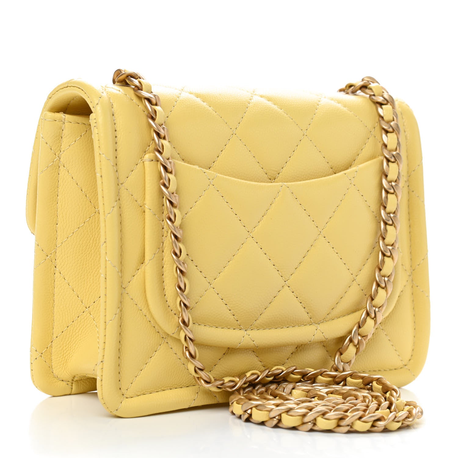 Chanel Caviar Quilted Mini Sweet Classic Flap Yellow 2 of 9