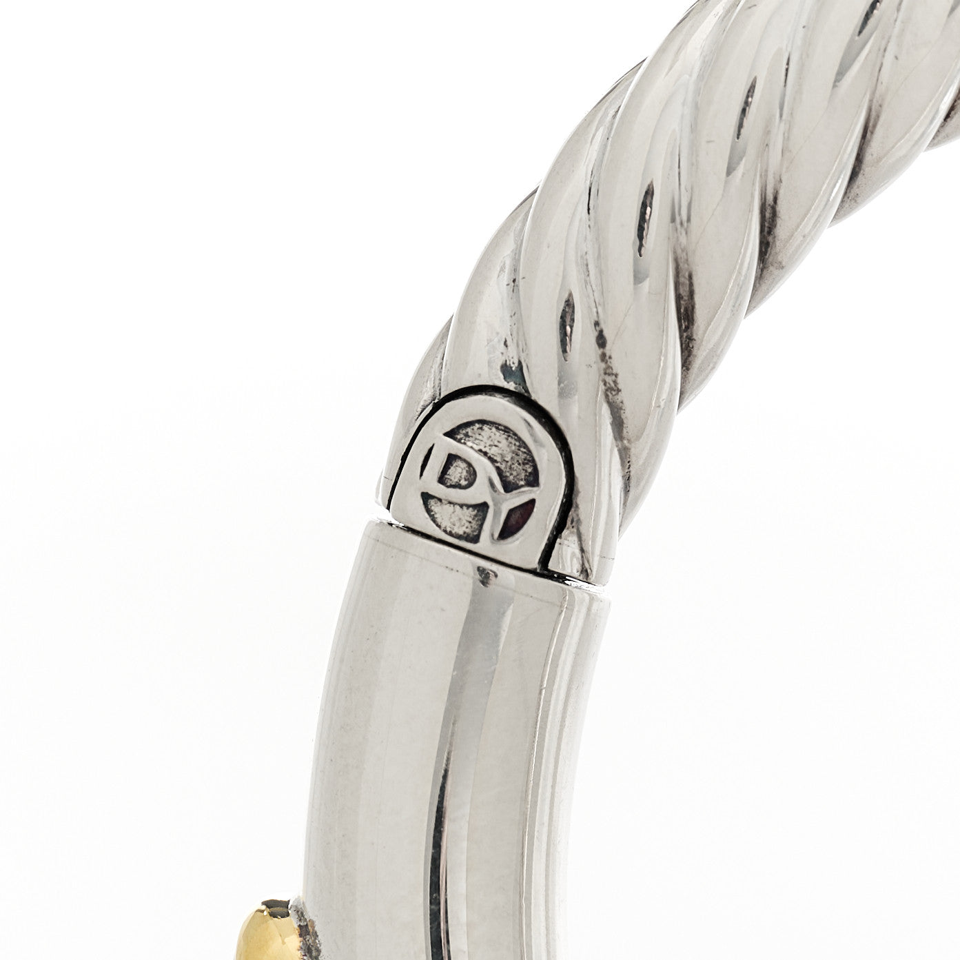 Sterling Silver 18K Yellow Gold Blue Topaz Diamond 7mm Renaissance Bangle Bracelet