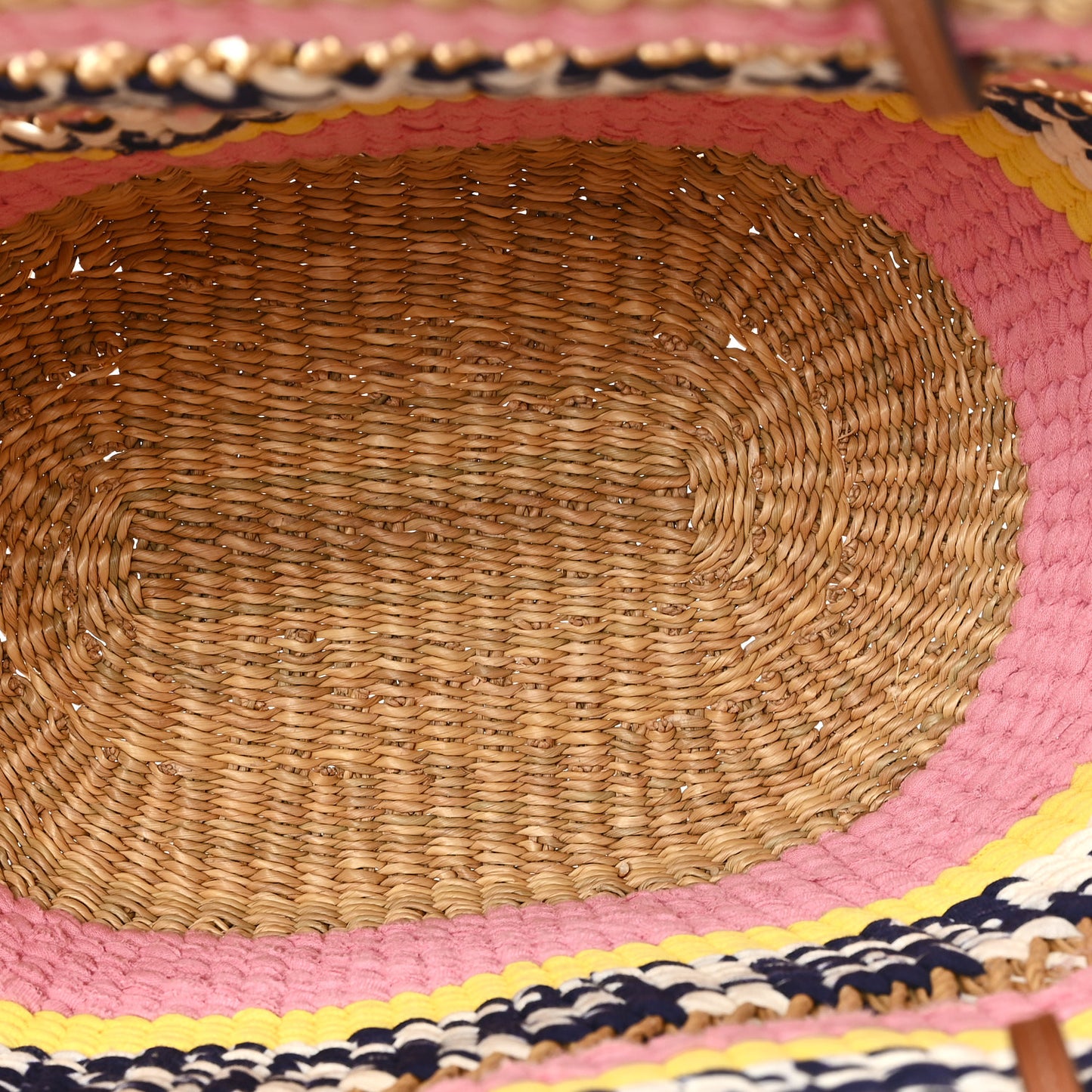 Raffia Anagram Paulas Ibiza Small Basket Tote Bag Natural Pink Tulip