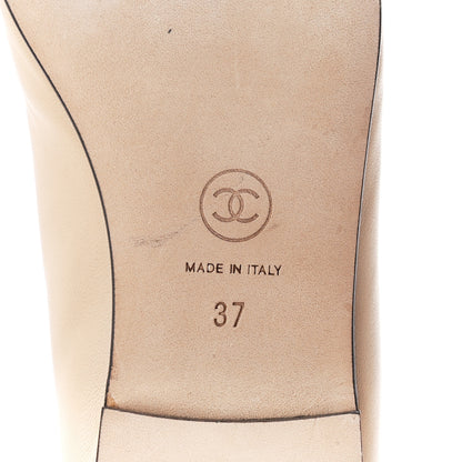 Chanel Lambskin Cap Toe CC Ballerina Flats 37 Beige Black 6 of 9