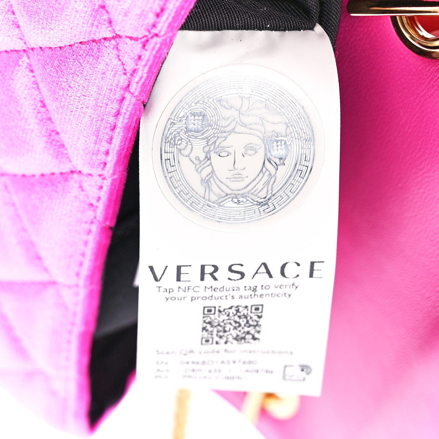 Versace Velvet Quilted Medusa Chain Crossbody Pink 7 of 12