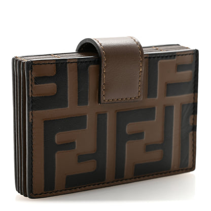 Fendi Vitello Liberty F is Fendi Bi-Color FF 1974 Embossed Gusseted Card Holder Maya Black 3 of 9