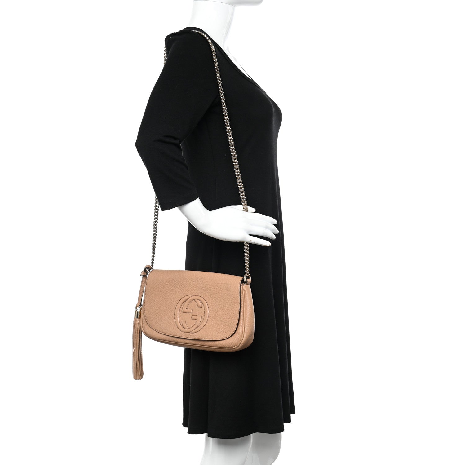 Gucci Pebbled Calfskin Medium Soho Flap Crossbody Camelia 2 of 21