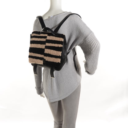 Proenza Schouler Calfskin Shearling Small Blurred Stripe PS Backpack Black Nude 2 of 7